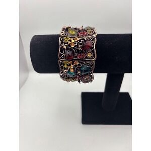 Multicolor Stone and Copper Cuff Bracelet for Women